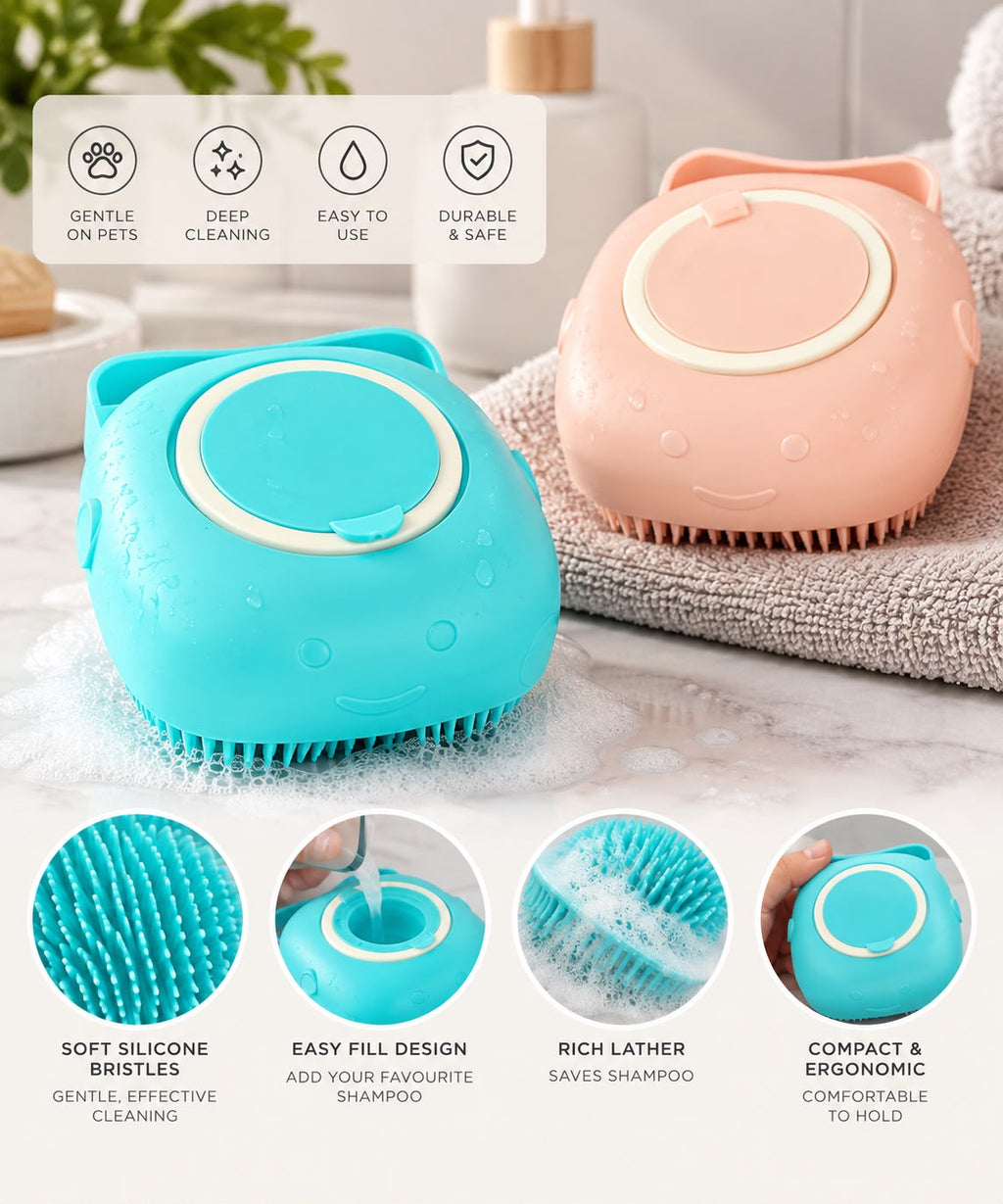 Dog Cleaning Brush with Soap Dispenser