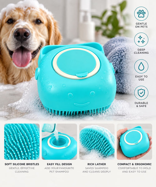 Dog Cleaning Brush with Soap Dispenser