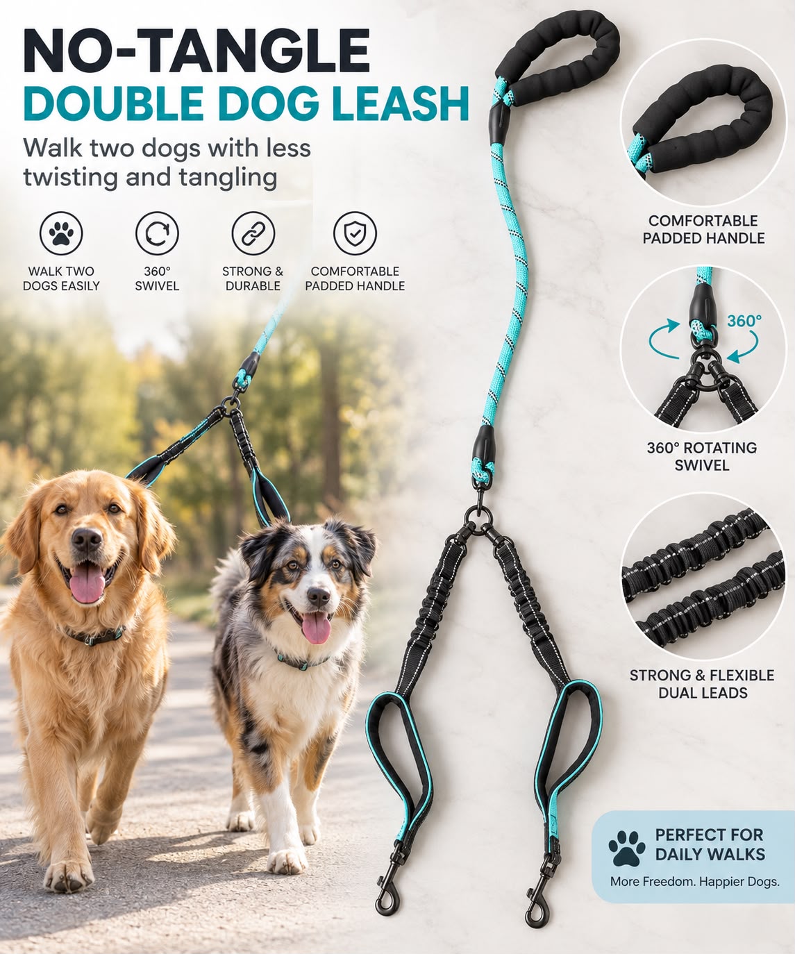 No-Tangle Double Dog Leash