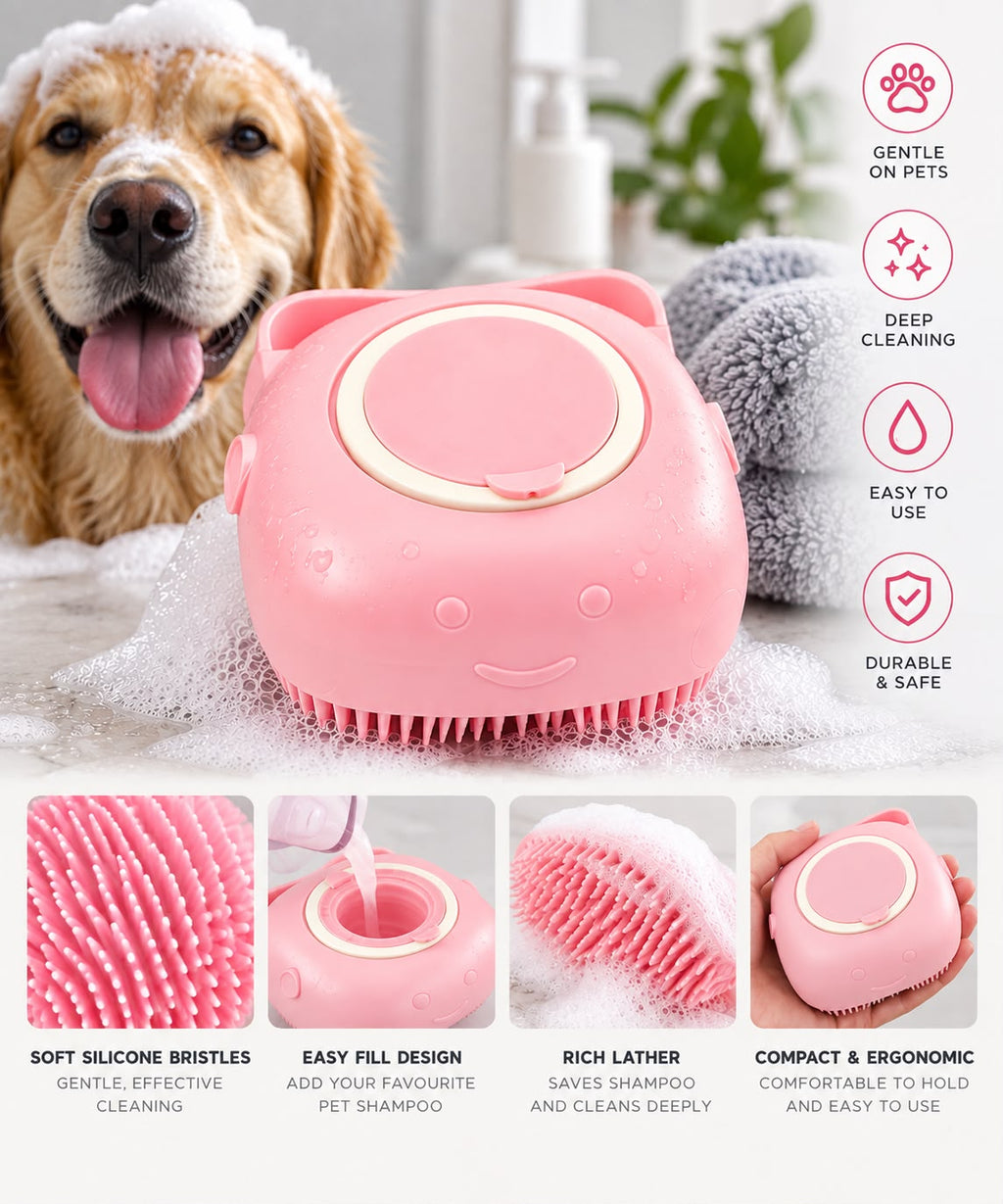 Dog Cleaning Brush with Soap Dispenser